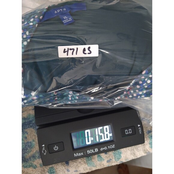 Apt. 9 Dress XL Blue w/colorful dots long sleeve jersey Elastic Waist top lined - Picture 10 of 10